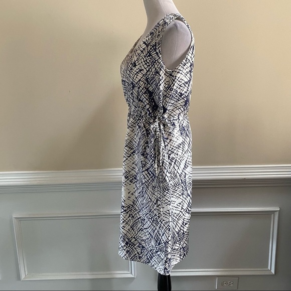 ROBERT TALBOTT Made In Italy Silk Blue White Sleeveless Dress Size M - Picture 2 of 9